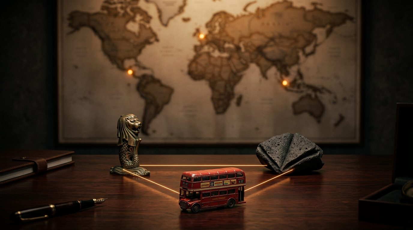 The Singapore–El Salvador–London triangle.